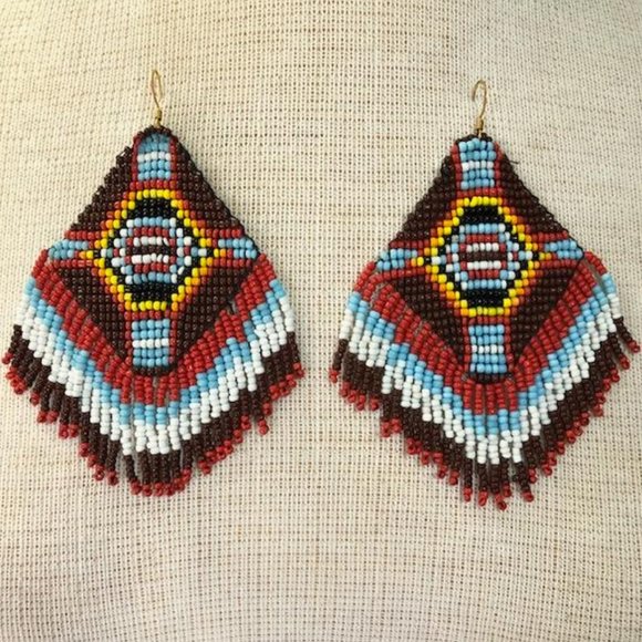 Hand Crafted Jewelry - Boho Indian Seed Beads Earrings